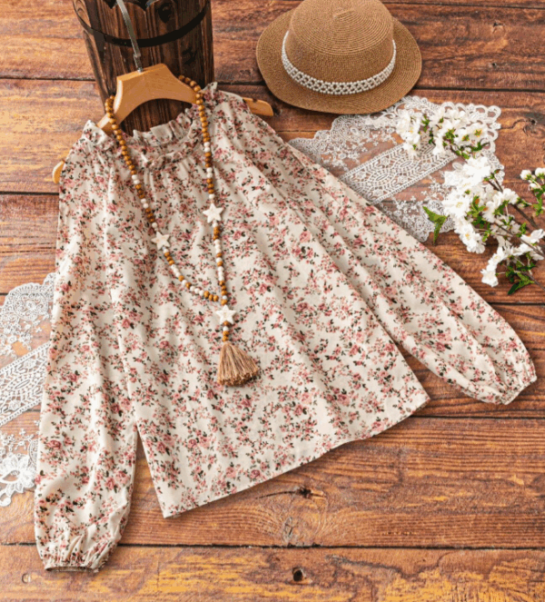 Blusa Casual Floreada Manga Larga