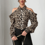 Blusa Estilo Leopardo y Hombros Descubiertos